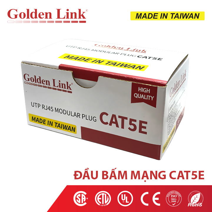 ĐẦU BẤM MẠNG Golden Link RJ45 UTP CAT5E MADE IN TAIWAN